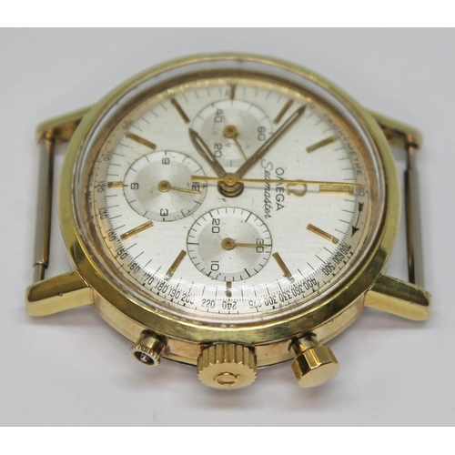 107 - A 1966  gold plated Omega Seamaster chronograph 105.005-65 having signed silvered dial, hour markers... 