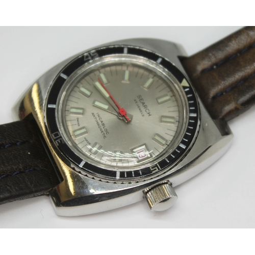 110 - A retro 1970s Search 20 Atmos 511 stainless steel automatic wristwatch with signed silvered dial, ha... 