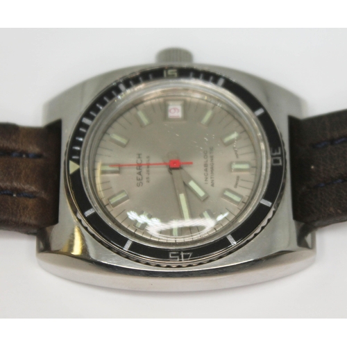 110 - A retro 1970s Search 20 Atmos 511 stainless steel automatic wristwatch with signed silvered dial, ha... 