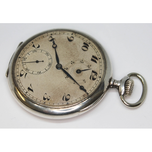 123 - A 1920s silver pocket watch, the dial signed J. Sewill Liverpool, and having Arabic numerals and bre... 