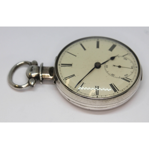 126 - A 19th century hallmarked silver pocket watch, the gilt metal fusee movement having backplate inscri... 