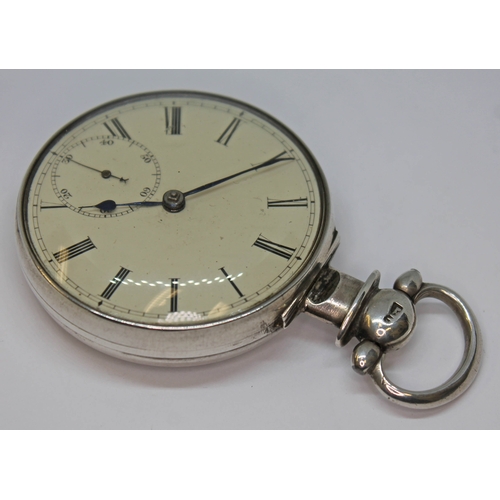 126 - A 19th century hallmarked silver pocket watch, the gilt metal fusee movement having backplate inscri... 