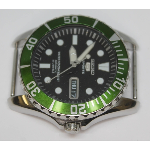 132 - A stainless steel Seiko 5 Sports 'Sea Urchin' SNZF17K, Submariner styled wristwatch having signed ma... 