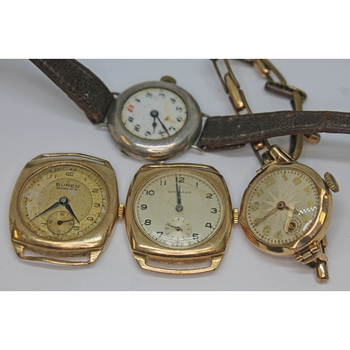 146 - A mixed lot of vintage mechanical wristwatches comprising a Garrard and a Buren hallmarked 9ct gold ... 