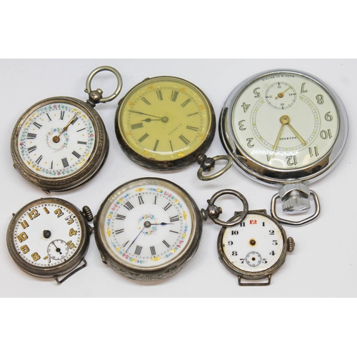 150 - A mixed lot of watches comprising three ladies pocket watches, one marked .800, two marked .935, two... 