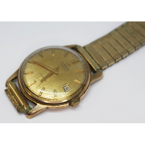 156 - A vintage Tissot Visodate hallmarked 9ct gold automatic wristwatch, gross weight without strap 34.2g... 