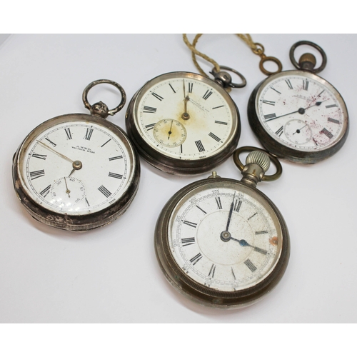 162 - Three silver pocket watches and another