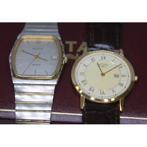 163 - Two gent's wristwatches: a gold plated Rotary and a Bulova P4.