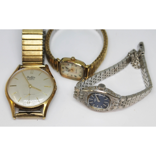 165 - Two ladies Rotary wristwatches and a gent's gold plated Bentima.