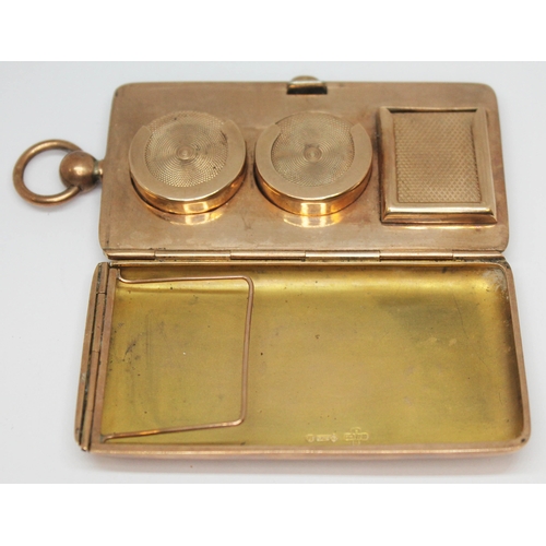 168 - A 9ct gold sovereign and stamp case, Horace Woodward & Co, (probably London) 1903, gross wt. 74.92g,... 