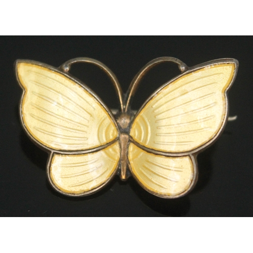 186 - A Norwegian silver gilt and enamel butterfly brooch, length 26mm.