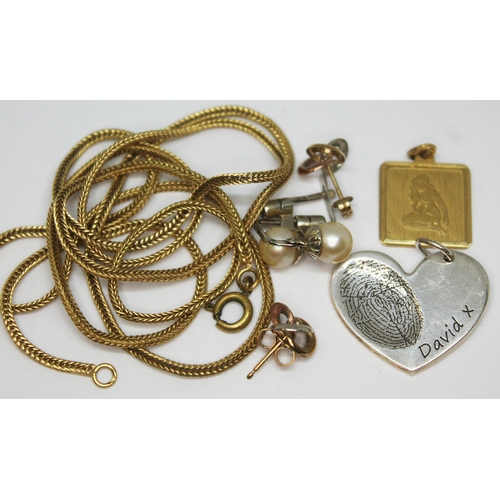 197 - A mixed lot including a hallmarked silver heart shape pendant etc.