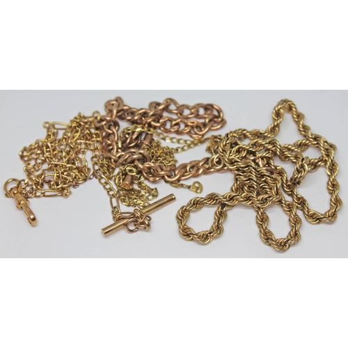 215 - A mixed lot of chains, various marks including 9ct gold imports marks, '375' etc, wt. 21g.