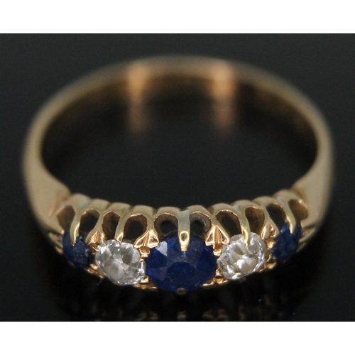 224 - An Edwardian diamond and sapphire ring, hallmarked 18ct gold, Birmingham 1902, gross wt. 2.77g, size... 