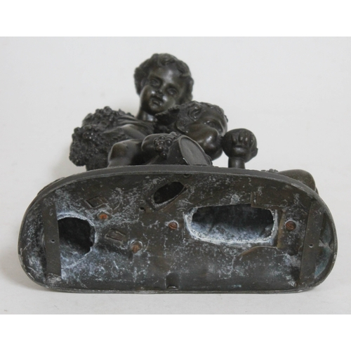 23 - After Isidore Romain Boitel (French 1812-1861), a bronze figure depicting two cherubs, on white marb... 