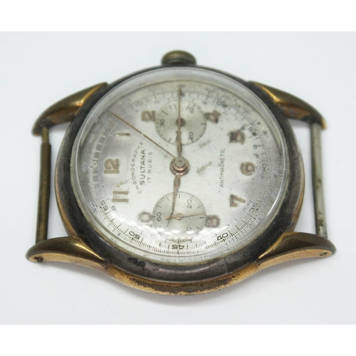 317 - A Sultana chronograph wristwatch, case diam. 36mm.