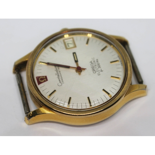 142 - A 1970 gold plated Omega Constellation Chronometer Electronic F300 wristwatch 198.003, with signed s... 