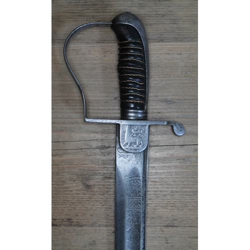 446 - A late 19th century German made Ethiopian calvalry sword, total length 92cm.