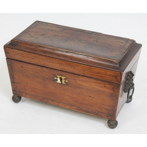 453 - A Regency mahogany tea caddy, length 33cm.