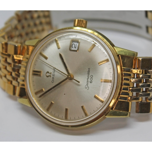 101 - A 1967 gold plated Omega Seamaster 600 wristwatch reference 136.011 with signed champagne dial, hand... 