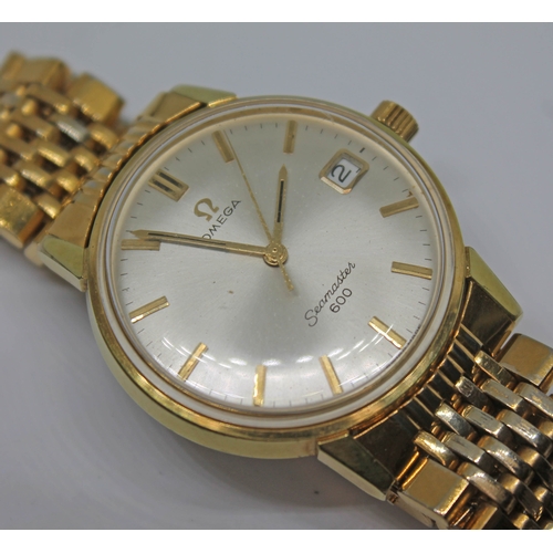 101 - A 1967 gold plated Omega Seamaster 600 wristwatch reference 136.011 with signed champagne dial, hand... 