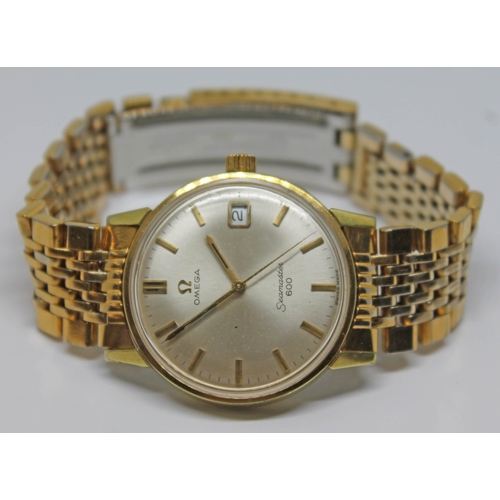 101 - A 1967 gold plated Omega Seamaster 600 wristwatch reference 136.011 with signed champagne dial, hand... 