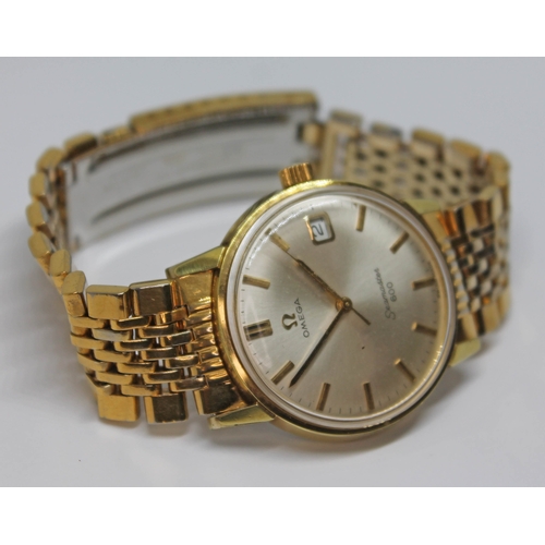 101 - A 1967 gold plated Omega Seamaster 600 wristwatch reference 136.011 with signed champagne dial, hand... 