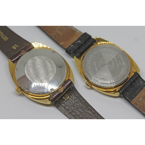 105 - Two vintage gold plated automatic wristwatches comprising a Favre-Leuba Fellowship with Duomatic cal... 