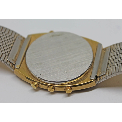 108 - A 1979 gold plated Omega Speedmaster Quartz reference 188.0005, with digital display, 33mm case, sta... 