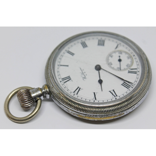 115 - A Waltham military general service time piece pocket watch having Roman numerals on a white dial, th... 