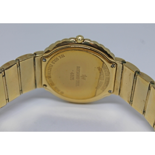 125 - An 18k electroplated Raymond Weil Nabucco quartz dress watch reference 4805 with signed black dial h... 