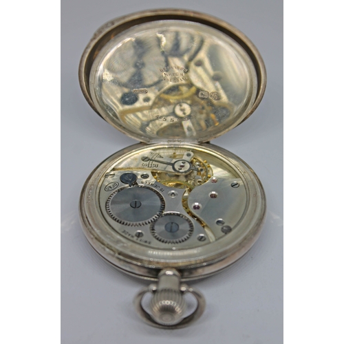 129 - A Dimier Freres & Cie hallmarked silver half hunter pocket watch with white enamel dial, spade hands... 