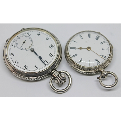 133 - Two hallmarked silver pocket watches comprising a Victorian pocket watch with the gilt movement sign... 