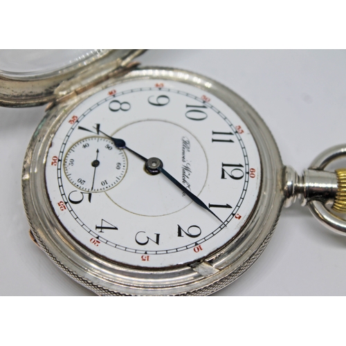 138 - A coin silver cased Illinois Watch Co. 'Bunn Special' pocket watch, circa 1902, with signed white en... 