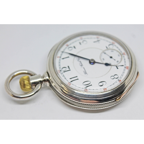 138 - A coin silver cased Illinois Watch Co. 'Bunn Special' pocket watch, circa 1902, with signed white en... 