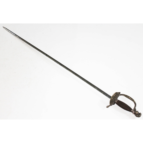 306 - An early 20th century W. Jones & Co. court sword with brass hilt and wire bound grips, blade length ... 