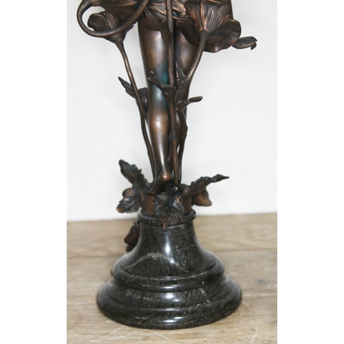 313 - Franz Rosse (1858-1900), Art Nouveau bronze depicting a semi nude female pixie stood with left arm r... 