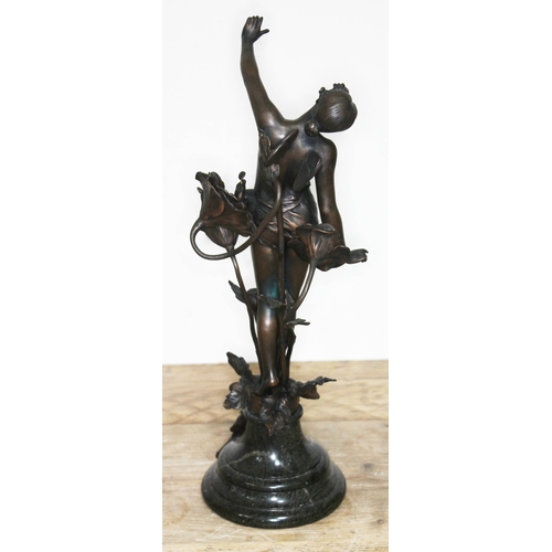 313 - Franz Rosse (1858-1900), Art Nouveau bronze depicting a semi nude female pixie stood with left arm r... 