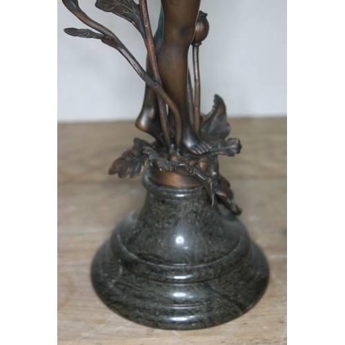 313 - Franz Rosse (1858-1900), Art Nouveau bronze depicting a semi nude female pixie stood with left arm r... 