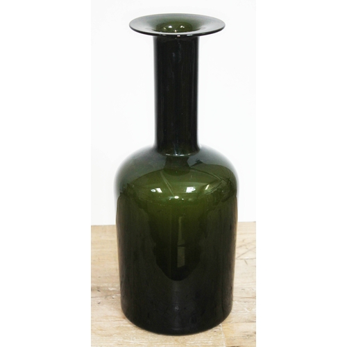 324 - A large green glass bottle vase designed by Otto Brauer for Holmegaard circa 1960s, height 44cm.