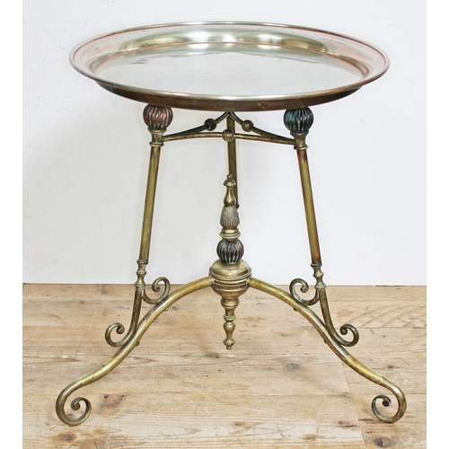 325 - A late Victorian Aesthetic copper and brass stand or table in the manner of Benham & Froud, top diam... 