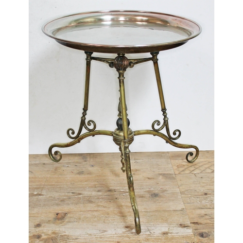 325 - A late Victorian Aesthetic copper and brass stand or table in the manner of Benham & Froud, top diam... 