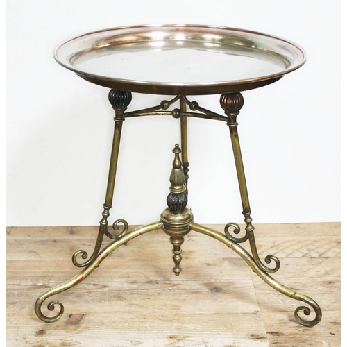 325 - A late Victorian Aesthetic copper and brass stand or table in the manner of Benham & Froud, top diam... 