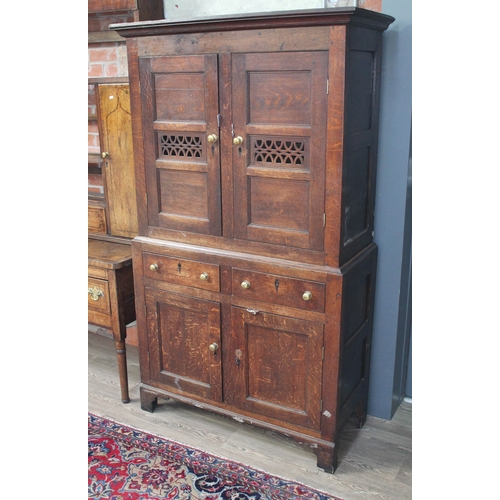 66 - An 18th century and later oak cabinet, width 107cm, depth 47cm & height 190cm.