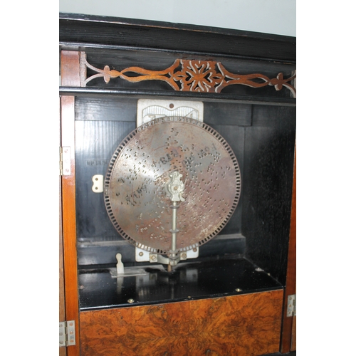 74 - A late 19th century table cabinet polyphon music player, 'The Imperial',with one disc, width 43cm, d... 