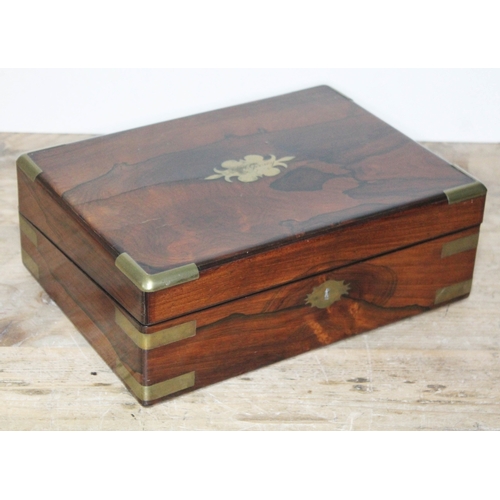 77 - A 19th century brass inlaid rosewood, width 33cm.