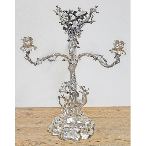 81 - A large and impressive Victorian silver plated three branch candelabra centre piece, naturalisticall... 