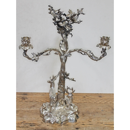 81 - A large and impressive Victorian silver plated three branch candelabra centre piece, naturalisticall... 