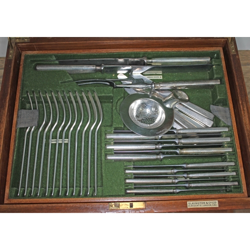 82 - An Elkington & Co canteen of silver plated cutlery and other matching and non matching plated ware f... 