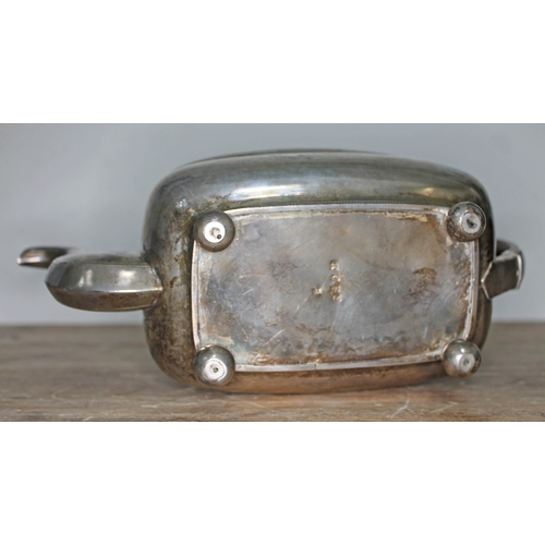 84 - A George III Irish silver teapot, with wooden handle, horn finial, engraved, ball feet, maker's init... 